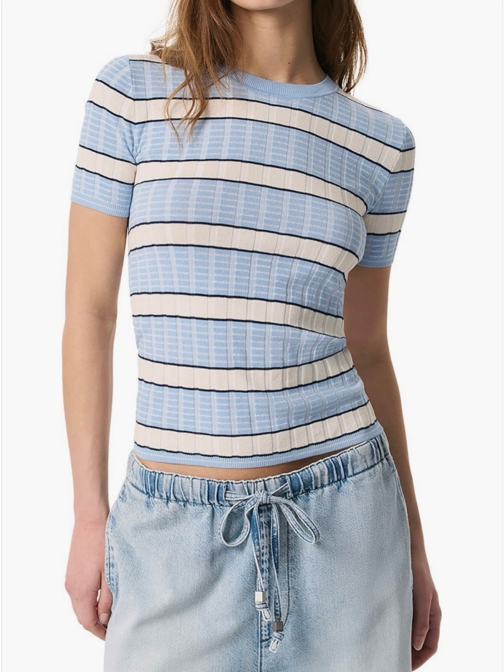 NEW rag & bone Blue & Cream
Eloise Stripe Short Sleeve Sweater/Tee, Size XS